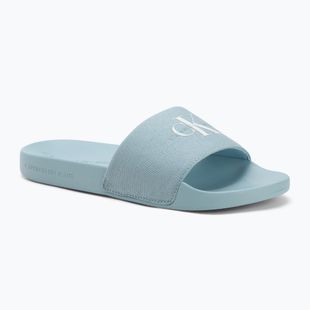 Badeschlappen Schlappen Damen Calvin Klein YW0YW01835 Slide Monogram Wn triple cloud blue