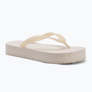 Calvin Klein Damen Flip Flops YW0YW01830 Strand Sandale Flatform Tpu Eierschale/helles Weiß