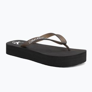 Damen Calvin Klein YW0YW01830 Strand Sandale Flatform Tpu schwarz/hellweiß Flip Flops