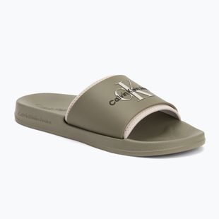 Herren Calvin Klein YM0YM00361 Slide Gummi Neopren Monologo Meerjungfrau/Eierschalen Flip-Flops