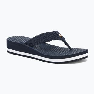 Tommy Hilfiger Crochet Mid Beach Sandale Damen Flip Flops Space Blau