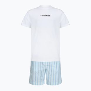 Herrenpyjama Calvin Klein LV00NM2903 classic white top/aurora stripe