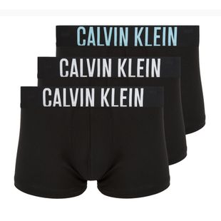 Herrenboxershorts Calvin Klein 000NB3608A Trunk 3 pairs black with harbor mist logo/ black with