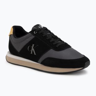 Herren Schuhe Calvin Klein HM0HM02212 Retro Runner Bans Leather Suede black/iron gate/amber gold