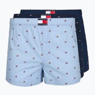 Herrenboxershorts Tommy Hilfiger Woven Boxer Print 3 pack chambray flag/carb navy/c navy flag