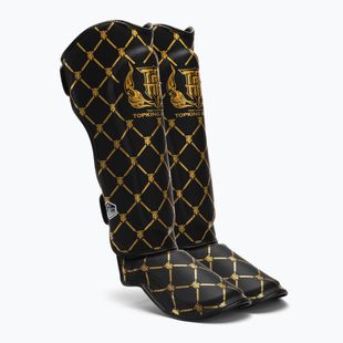 Top King Chain Semi Leather schwarz/goldene Schienbein- und Fußprotektoren