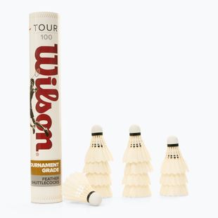 Wilson Tour BWF Badminton Federbälle 12 Stück weiß.