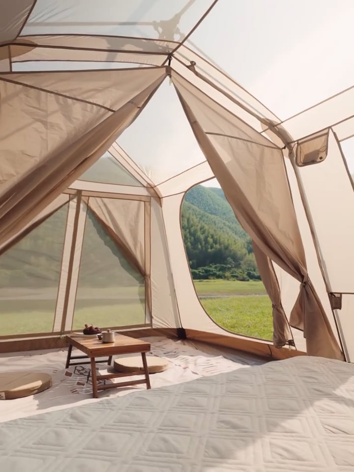 4-Personen-Campingzelt Naturehike Village 13 Ridge Ultimate Edition brown/ti black