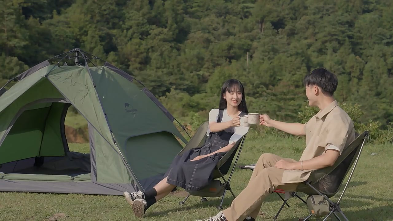 3‑Personen Campingzelt Naturehike Pop-Up 3 Automatic forest green