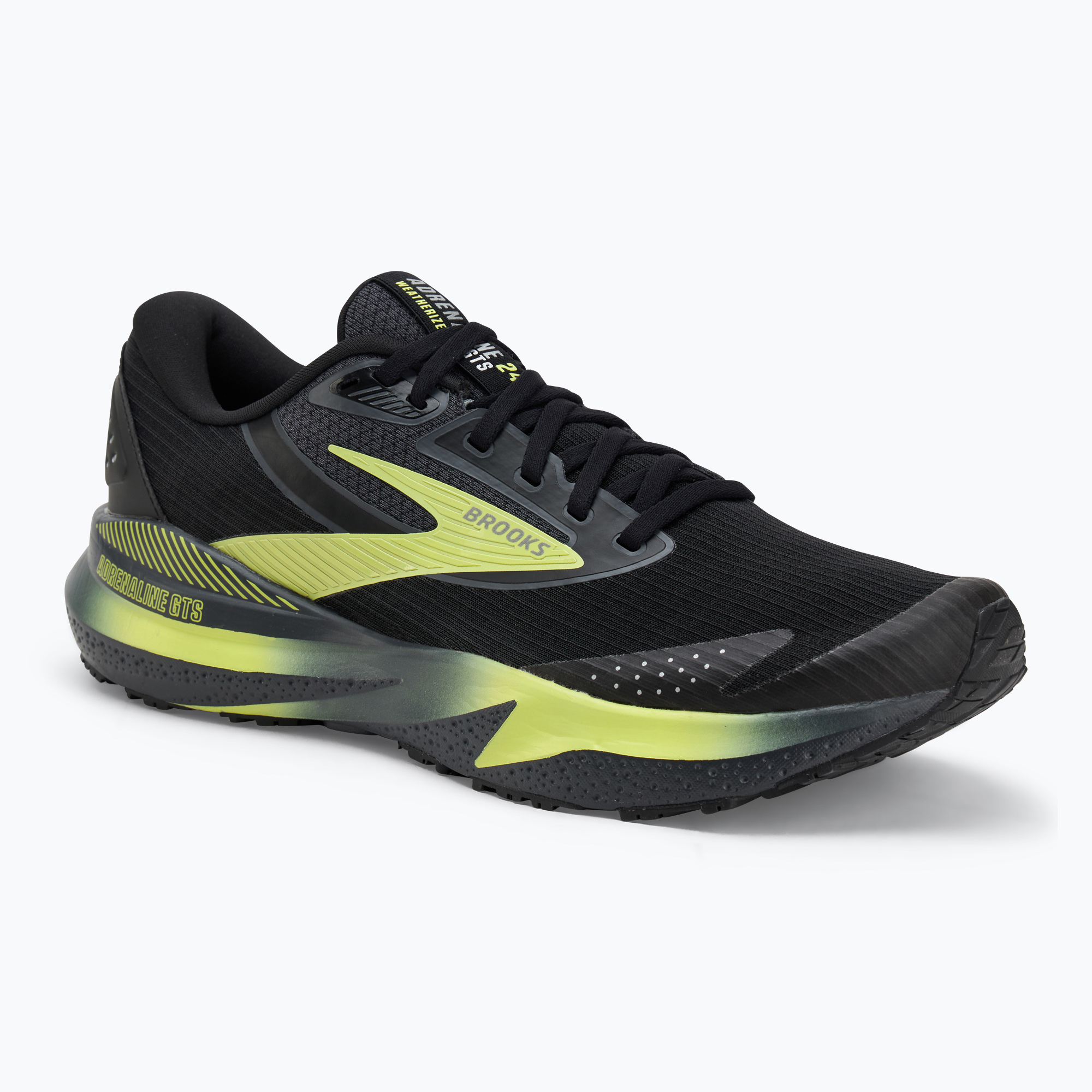 Laufschuhe Herren Brooks Adrenaline GTS 24 Weatherized black/ebony/new yellow (Adrenaline GTS 24 Weatherized 1104381D033)
