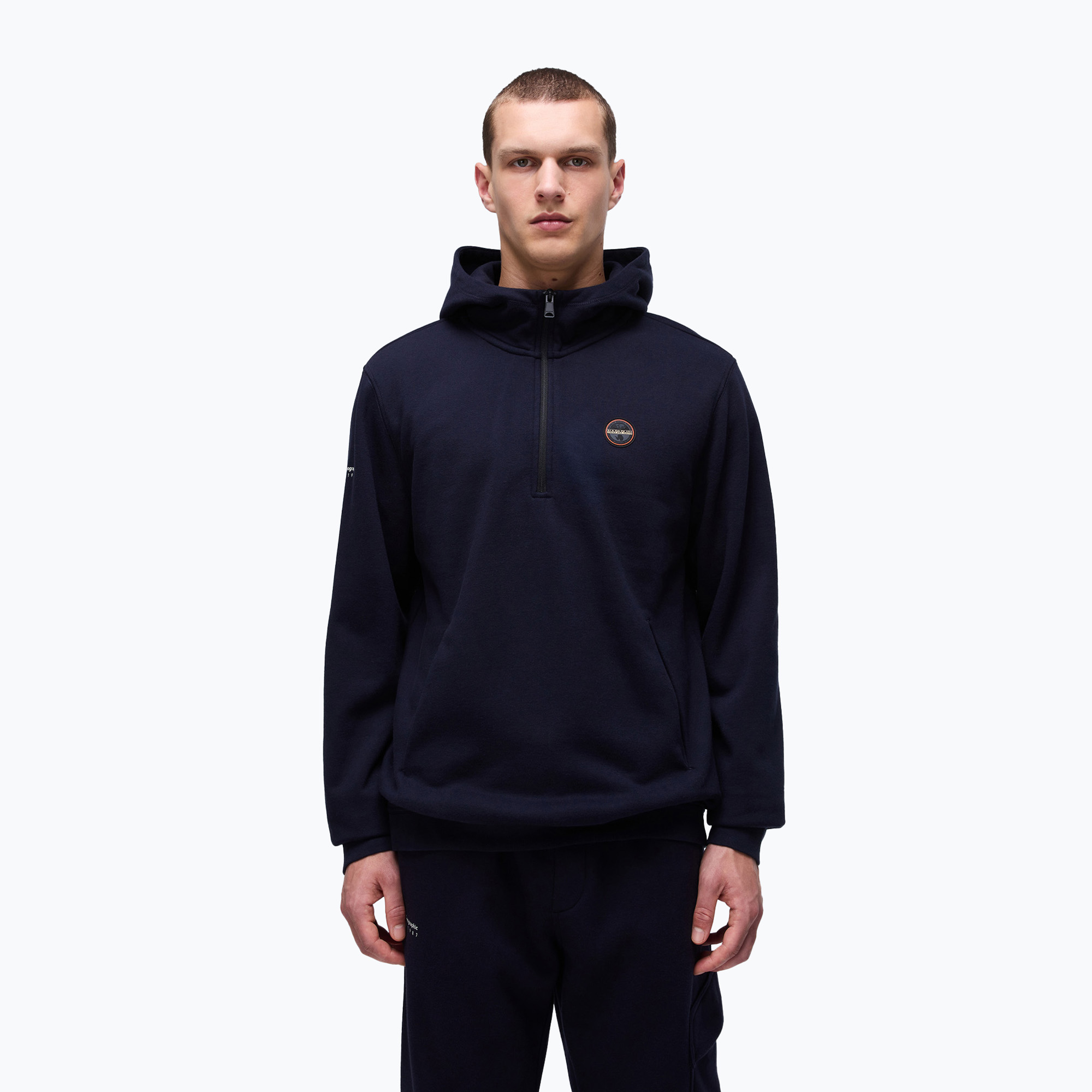 Herren Napapijri B-Badge Half Zip Sweatshirt mit Kapuze blu marine (B-Badge Half Zip Hooded NP0A4I1B1761)