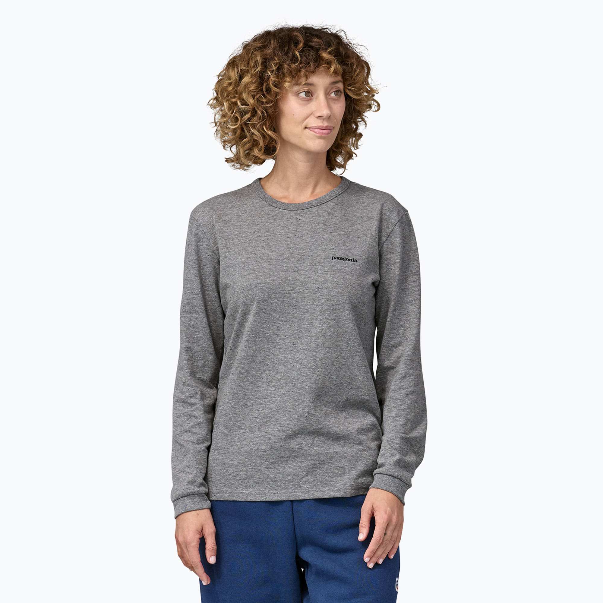 Damen Patagonia P-6 Logo Responsibili-Tee gravel heather Longsleeve (P-6 Logo Responsibili-Tee 37603)