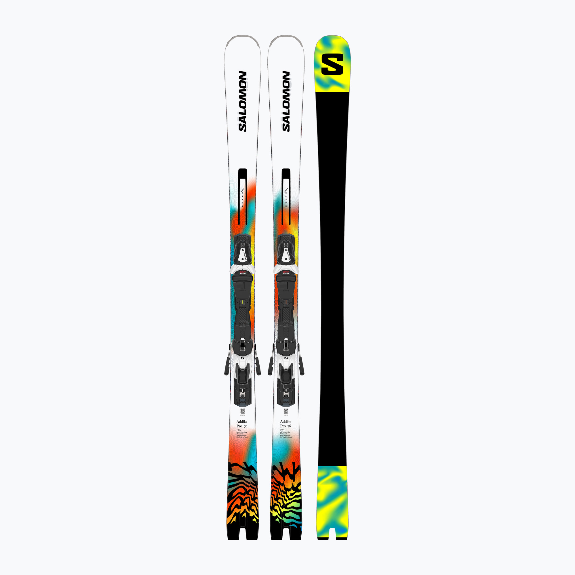Abfahrtsski Salomon E Addikt Pro 76 + Schnürung MI12 GW white/turquoise/orange (E Addikt Pro 76 + MI12 GW L47827500)