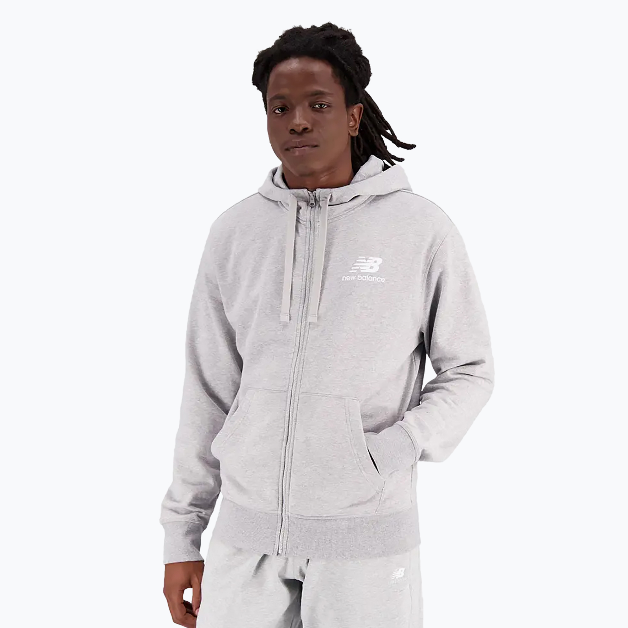 Herren New Balance Essentials Stacked Logo French Terry Sweatshirt grau (Essentials Stacked Logo French Terry MJ31536AG)