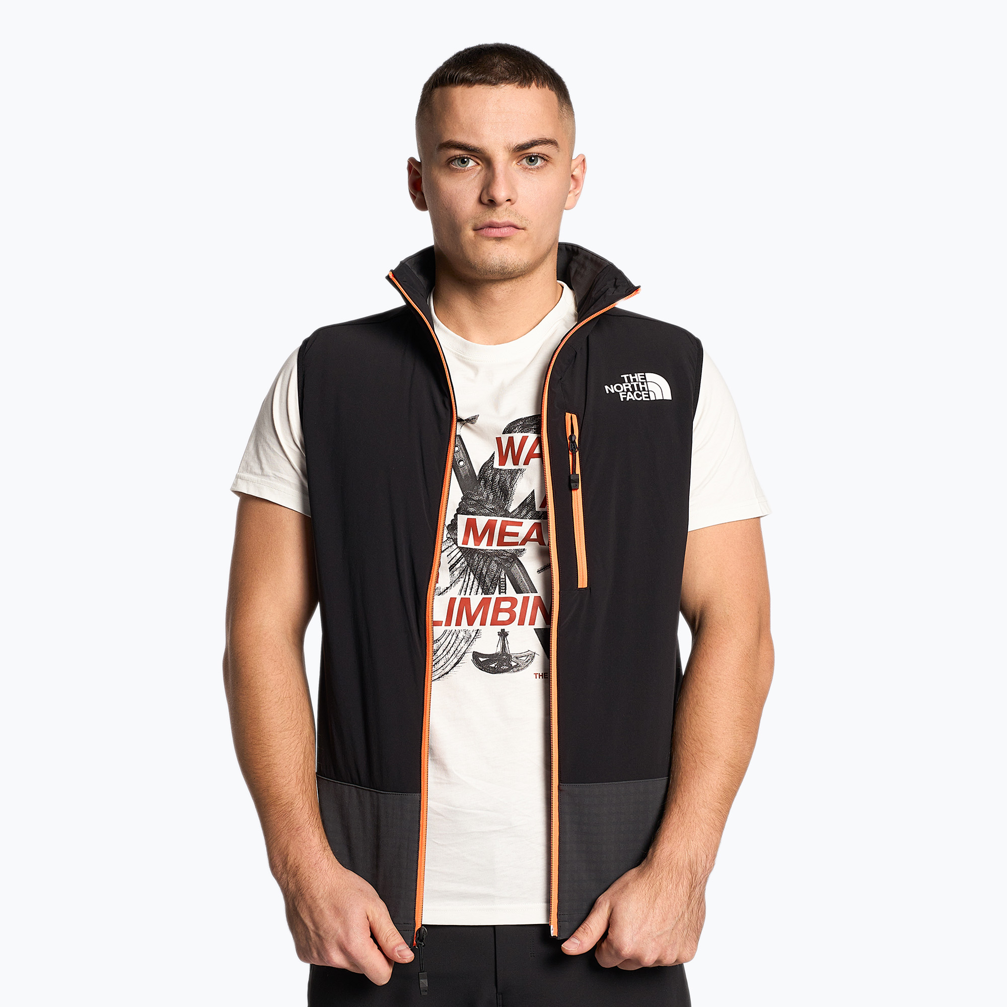 Damenweste The North Face Dawn Turn Hybrid Ventrix asphaltgrau/schwarz/schockierend orange (Dawn Turn Hybrid Ventrix NF0A7Z8ROE41)