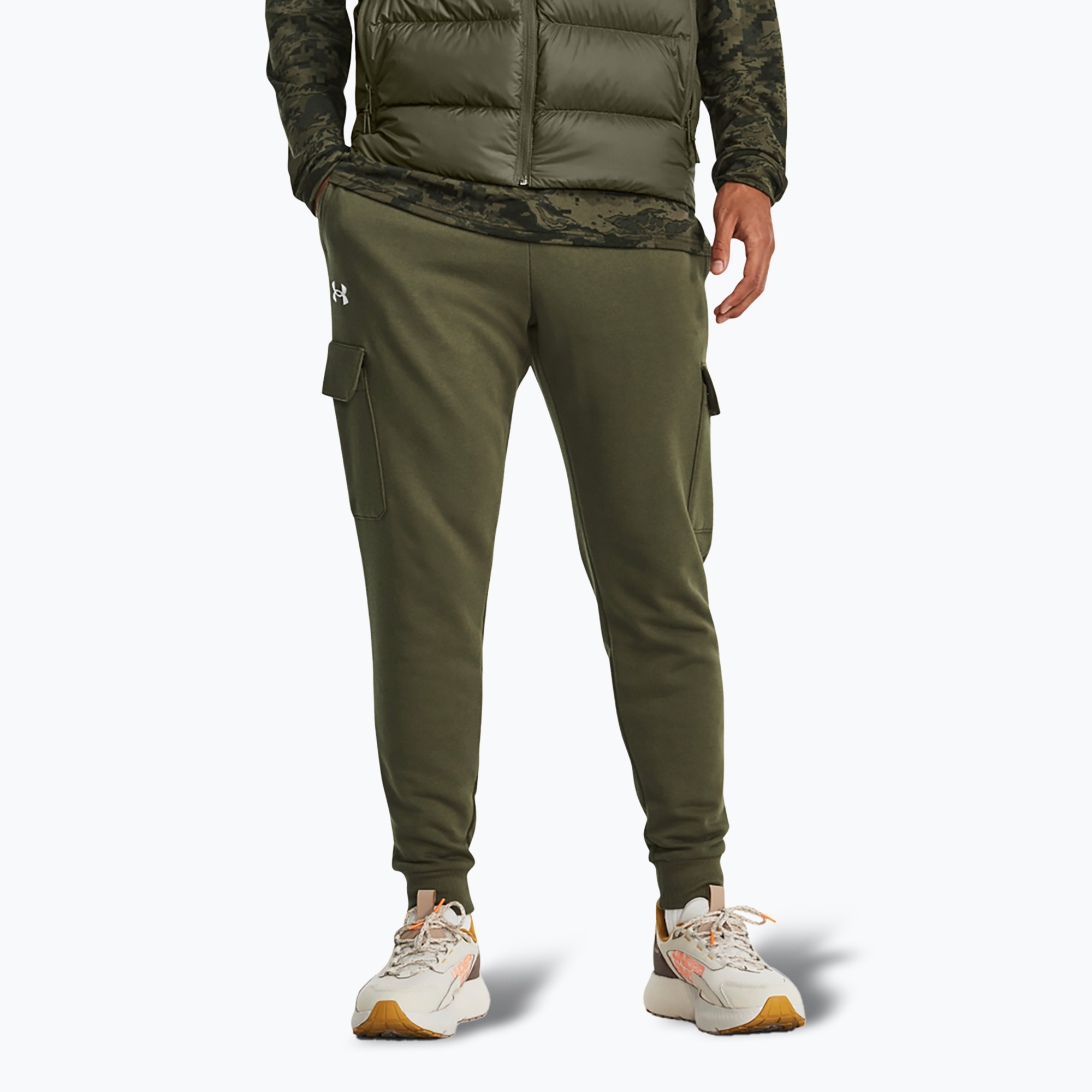 Hose Herren Under Armour Rival Fleece Cargo Jogger marine od green / white (Rival Fleece Cargo Jogger 1382134-390)