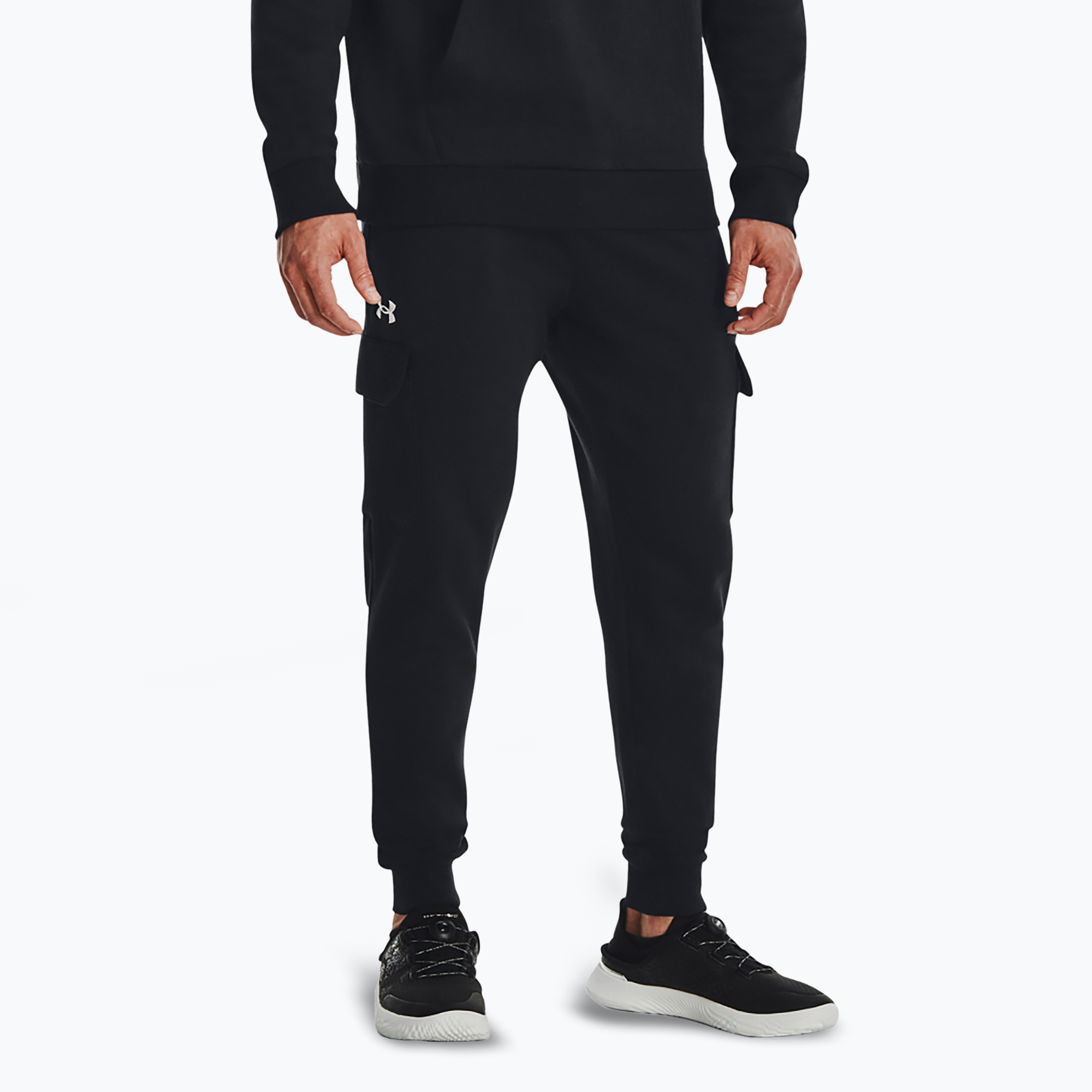 Hose Herren Under Armour Rival Fleece Cargo Jogger black / white (Rival Fleece Cargo Jogger 1382134-001)