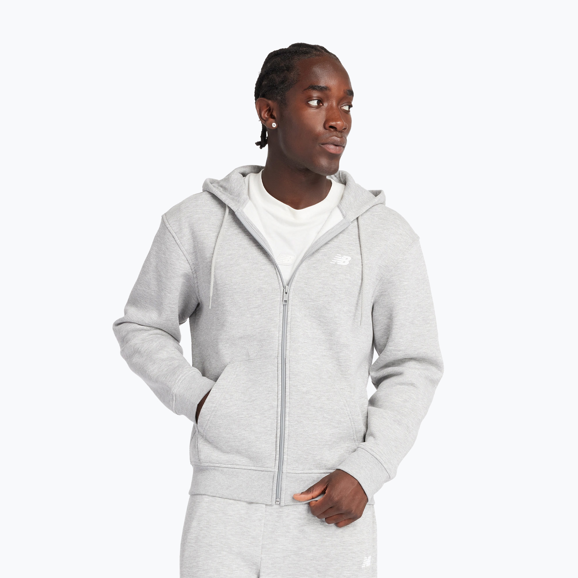 Herren New Balance Core gebürstet Full Zip sportlich grau Sweatshirt (Core Brushed Full Zip MJ43902AG)