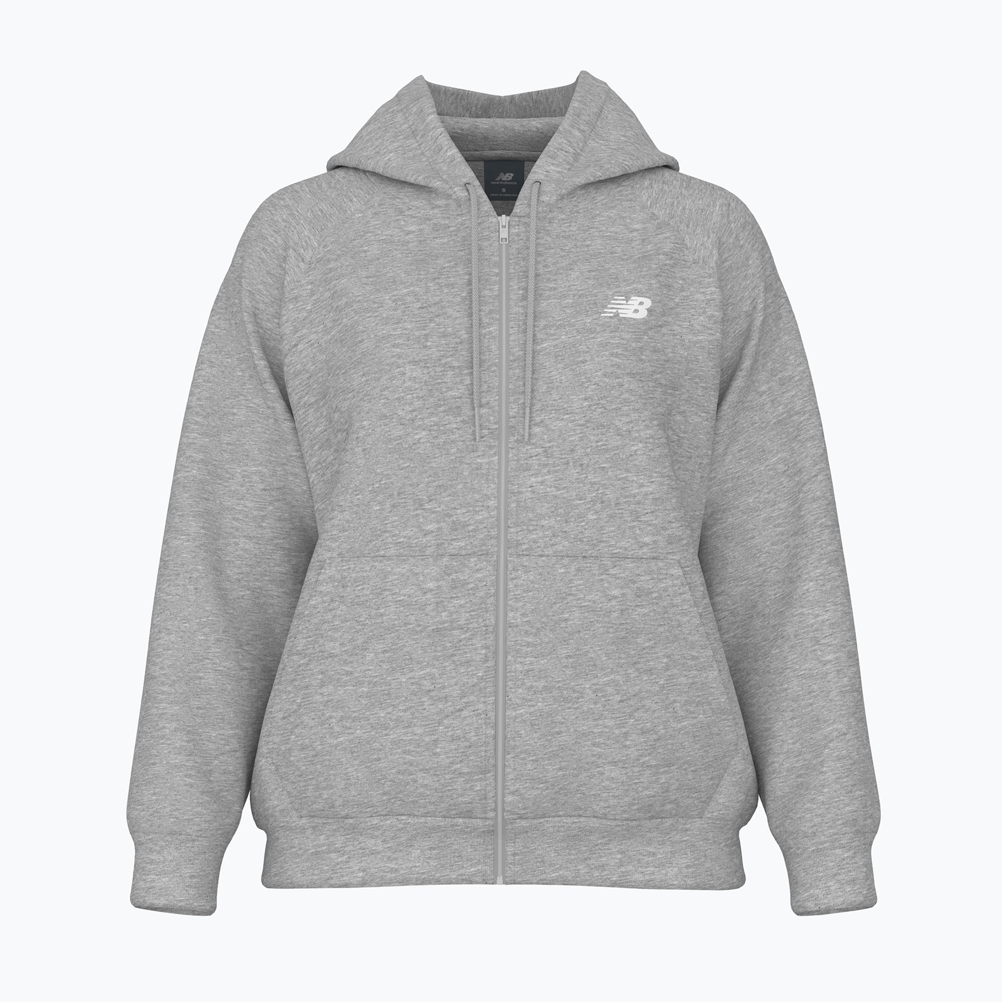 Damen Sweatshirt New Balance Fleece Logo Full Zip sportlich grau (Fleece Logo Full Zip WJ43525AG)