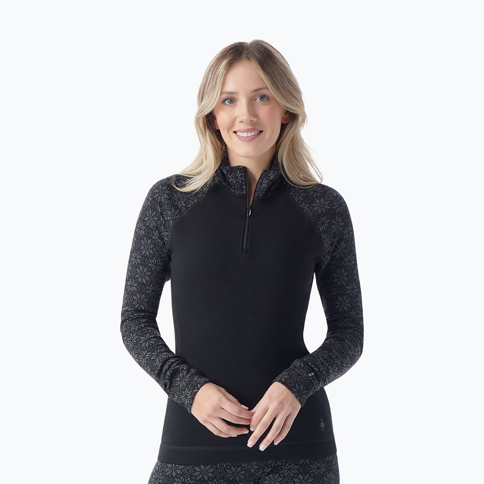 Thermoaktiver Sweatshirt Hoodie Damen Smartwool Classic Thermal Merino Base Layer 1/4 Zip Boxed black digi snow (Classic Thermal Merino Base Layer 1/4