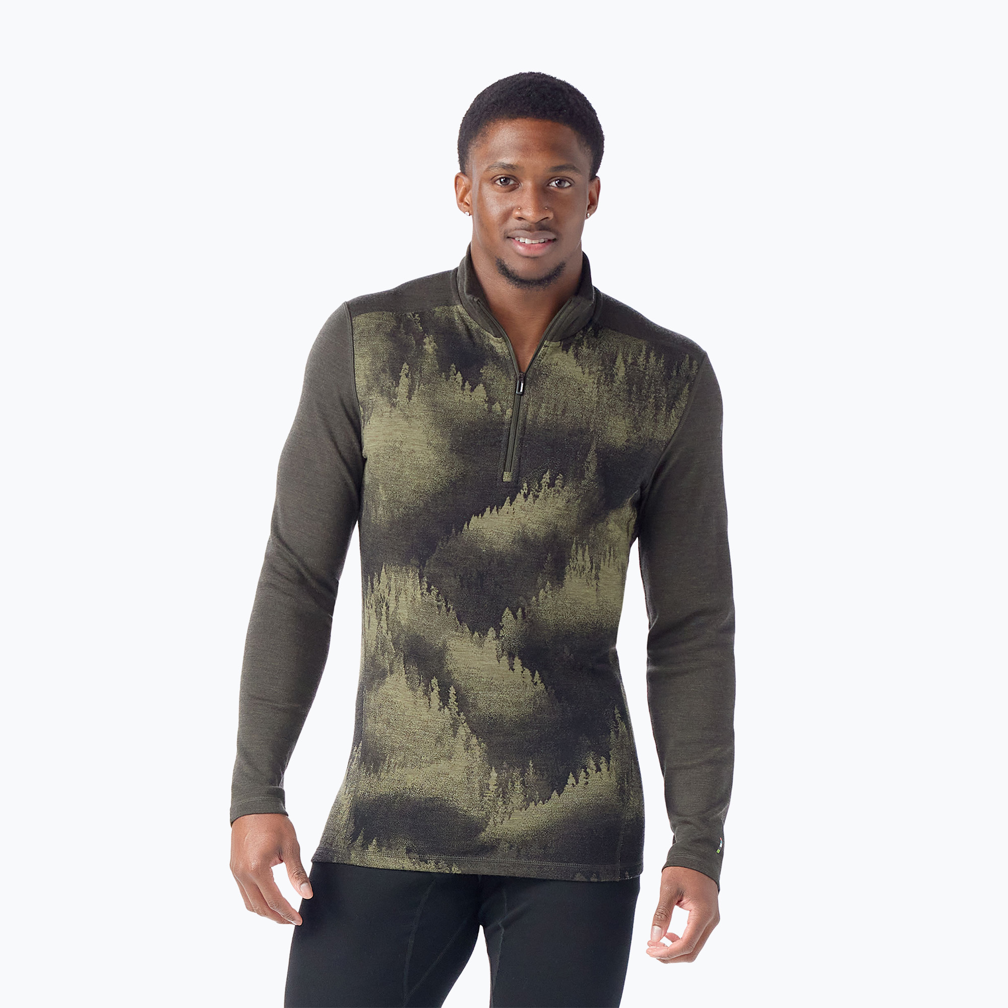 Thermoaktiver Sweatshirt Hoodie Herren Smartwool Classic Thermal Merino Base Layer 1/4 Zip Boxed north woods foggy pines