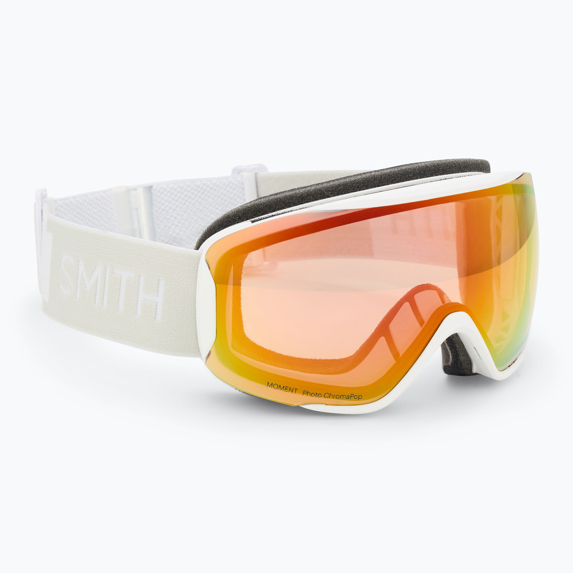 Skibrille Smith Moment white vapor/chromapop pro photochromic red mirror