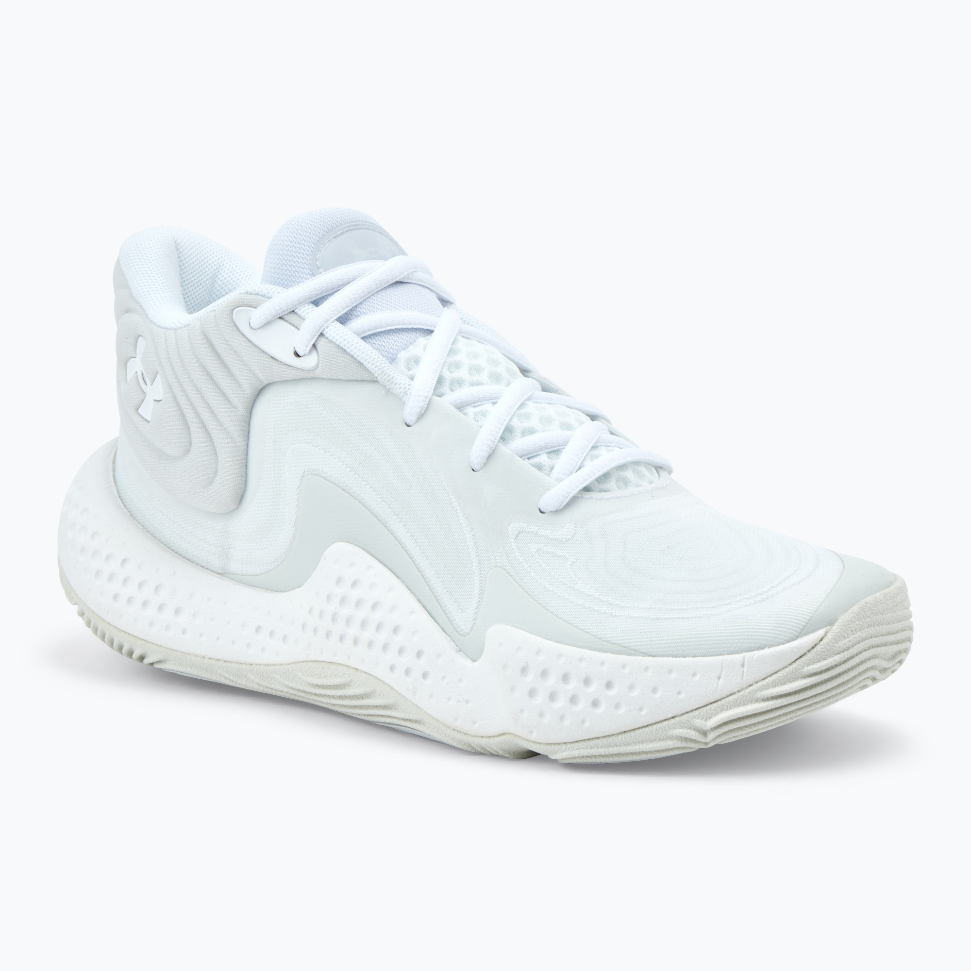 Under Armour Spawn 6 weiß/distanziert grau/weiß Ton Basketballschuhe (Spawn 6 Mid 3027647-102)