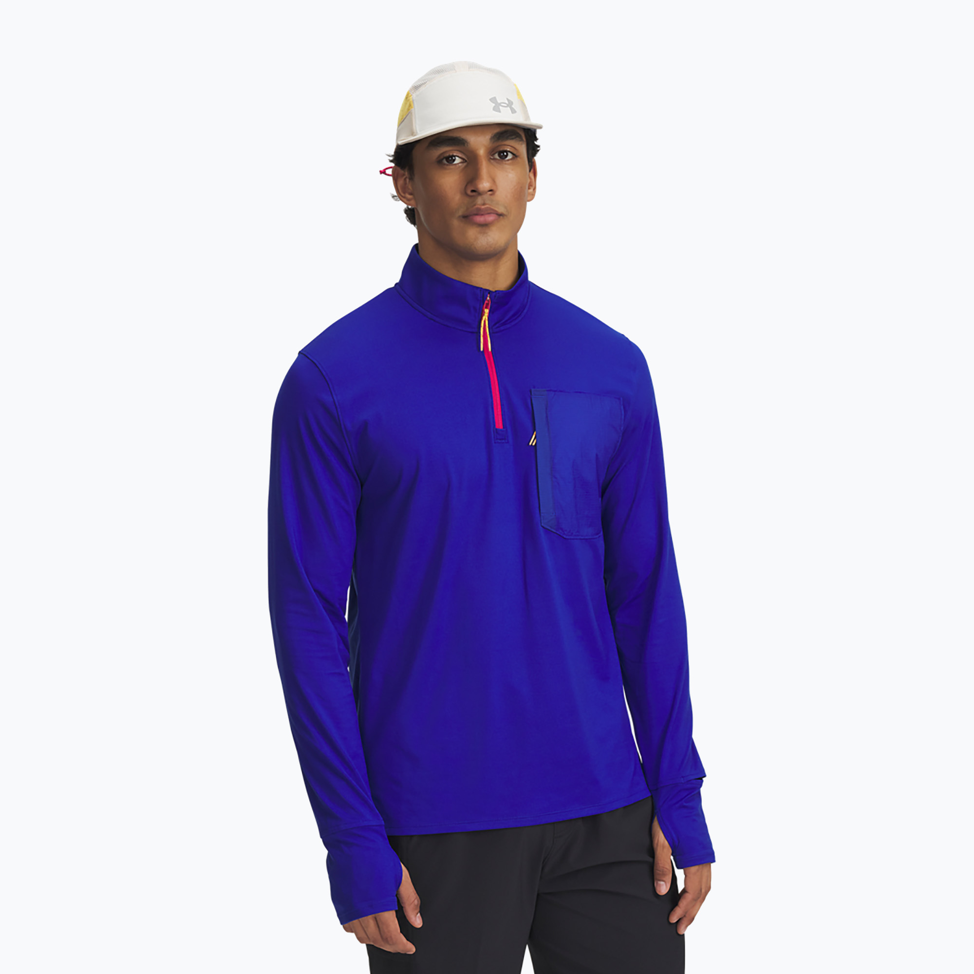 Lauf Hoodie Sweatshirt Herren Under Armour Trail Run Quarter Zip royal/reflective (Trail Run Quarter Zip 1383244-400)