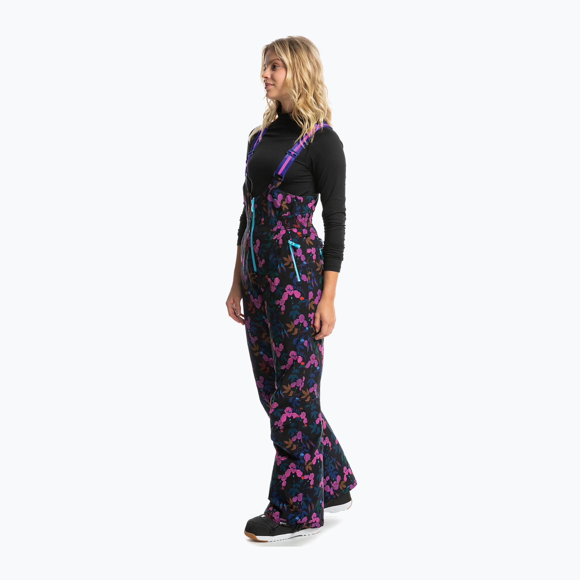 Damen Snowboardhose ROXY X Rowley Insulated Bib true black darkreds floral (X Rowley Insulated Bib ERJTP03256)