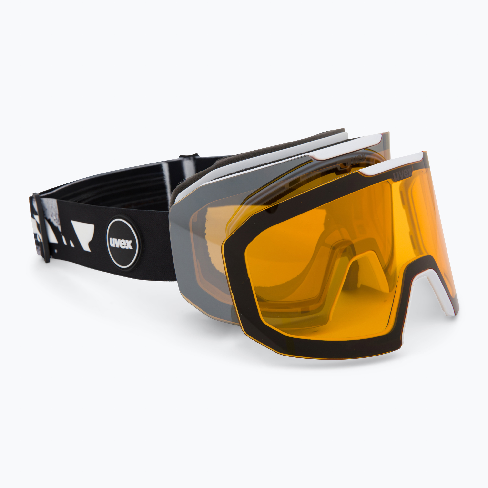 Skibrille UVEX Evidnt Attract + case white matt/mirror silver yellow clear (Evidnt Attract + case 55/0/670/1131)