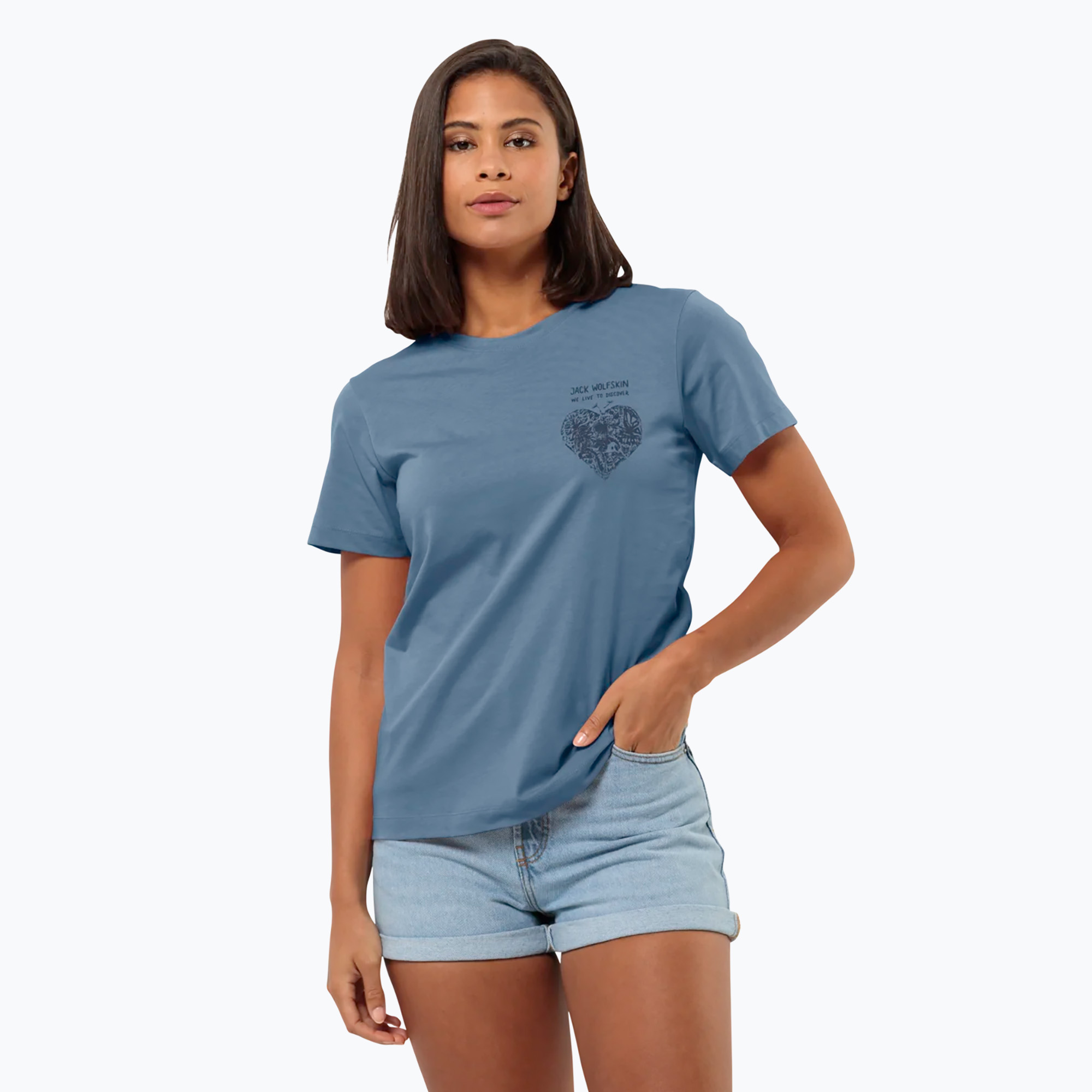 Jack Wolfskin Damen-T-Shirt Discover Heart elementar blau (Discover Heart 1809701)