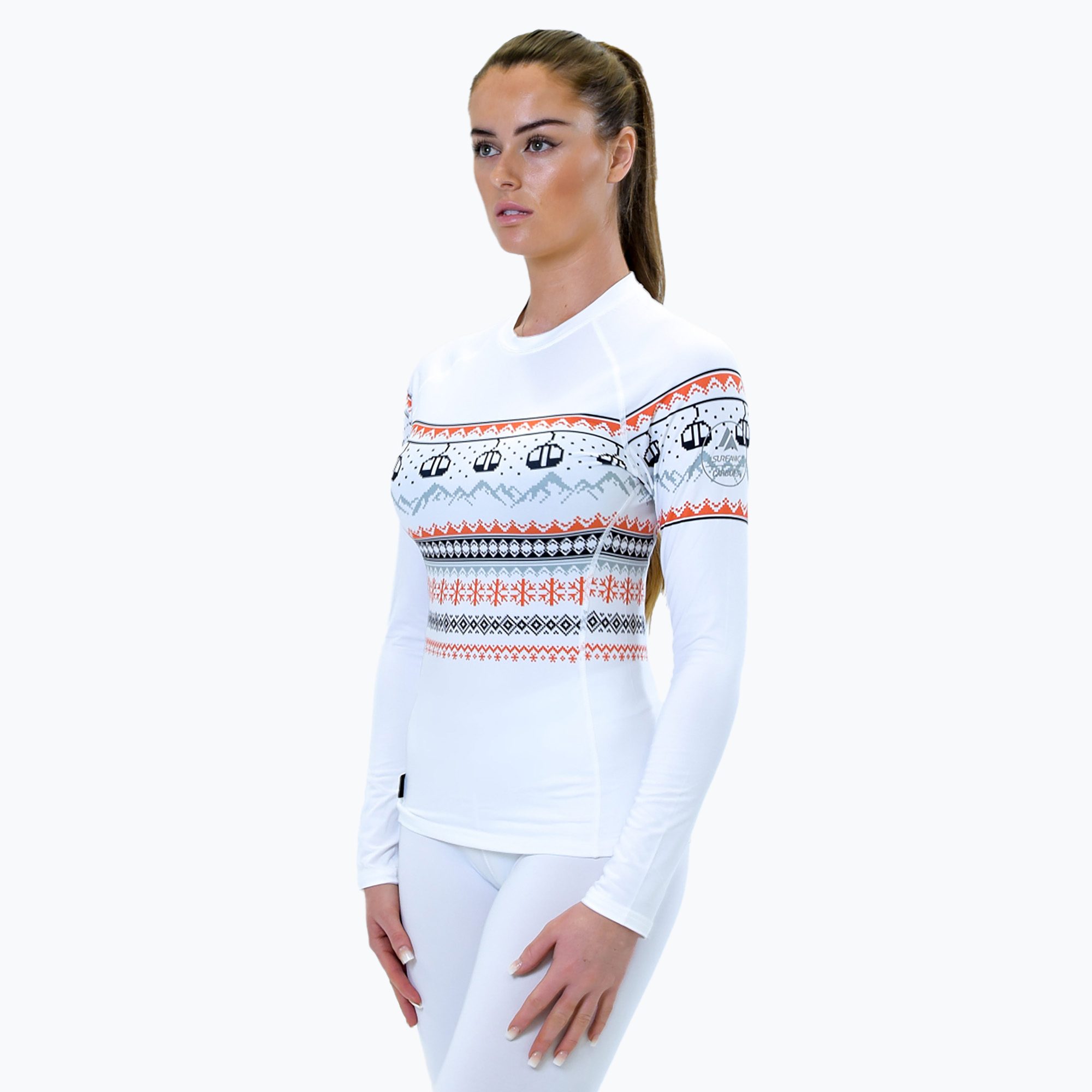 Women's Surfanic Cozy Limited Edition Thermal Longsleeve Crew Neck weiß fairisle (Cozy Limited Edition Crew Neck SWE2604)