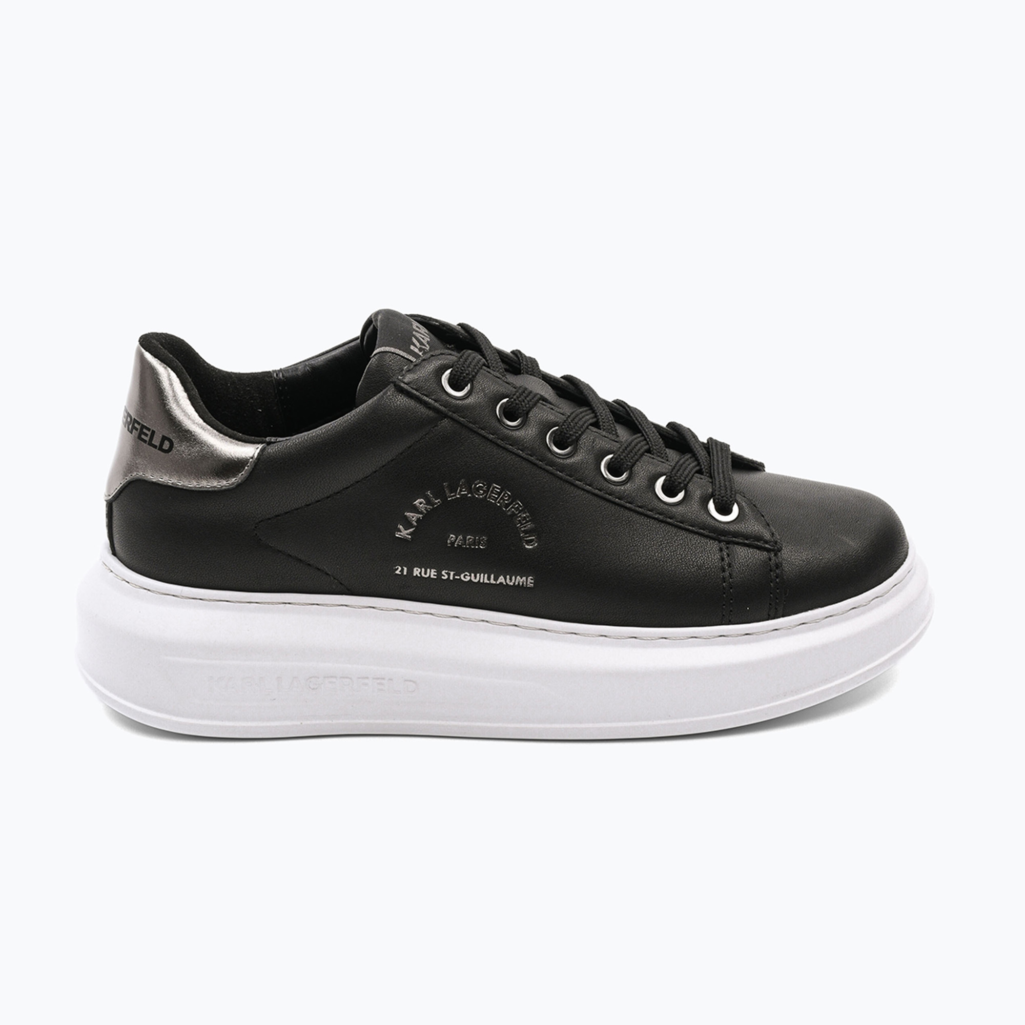KARL LAGERFELD Damen Schuhe Kapri Maison schwarzes Leder m/Silber (Kapri Maison KL62538K 00S)