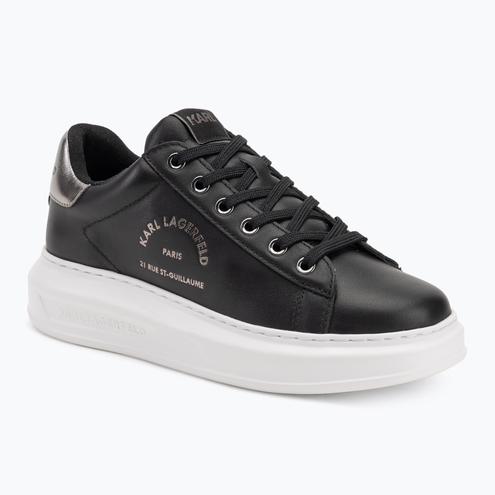 KARL LAGERFELD Damen Schuhe Kapri Maison schwarzes Leder m/Silber (Kapri Maison KL62538K 00S)