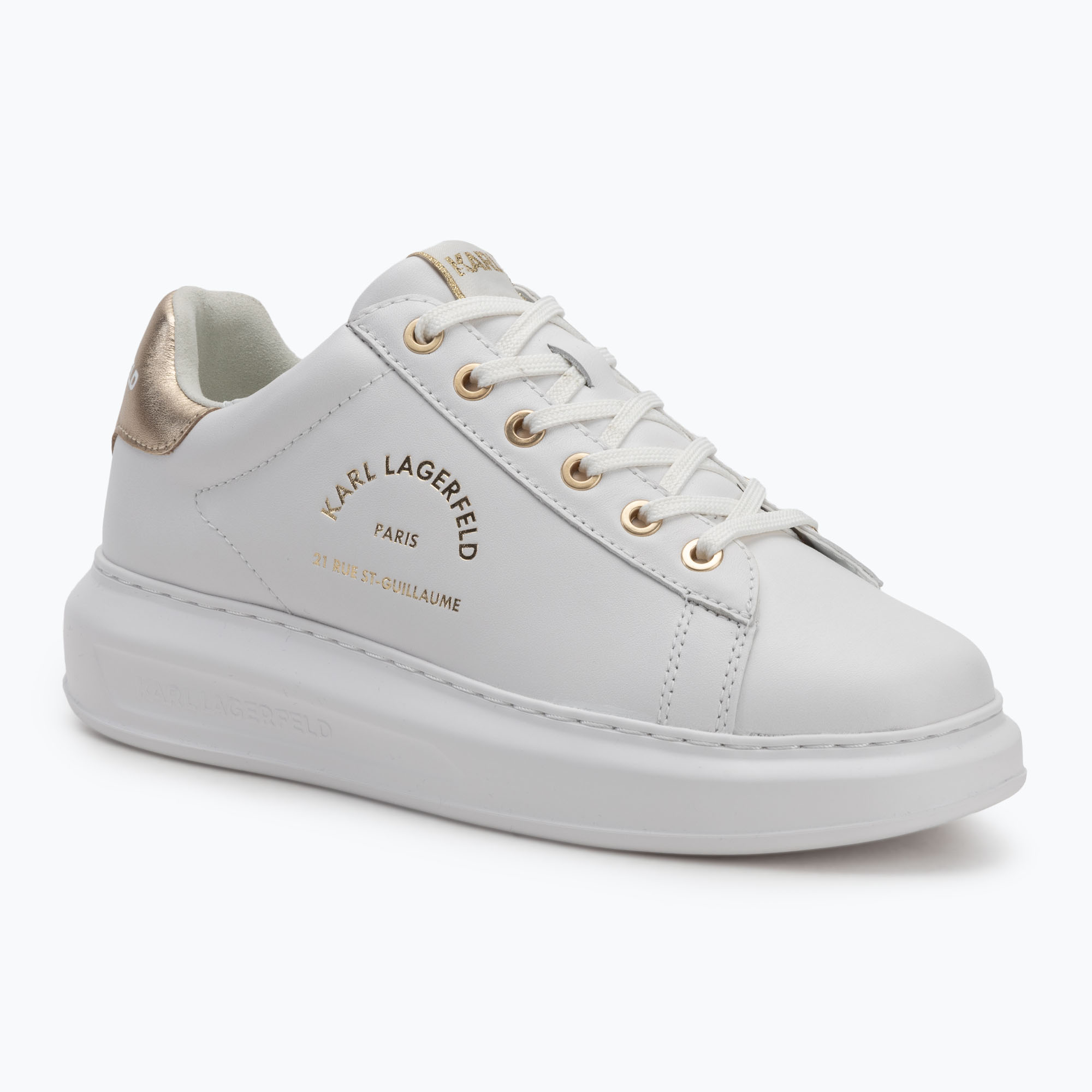 KARL LAGERFELD Damen Schuhe Kapri Maison weißes Leder m/Gold (Kapri Maison KL62538K 01G)