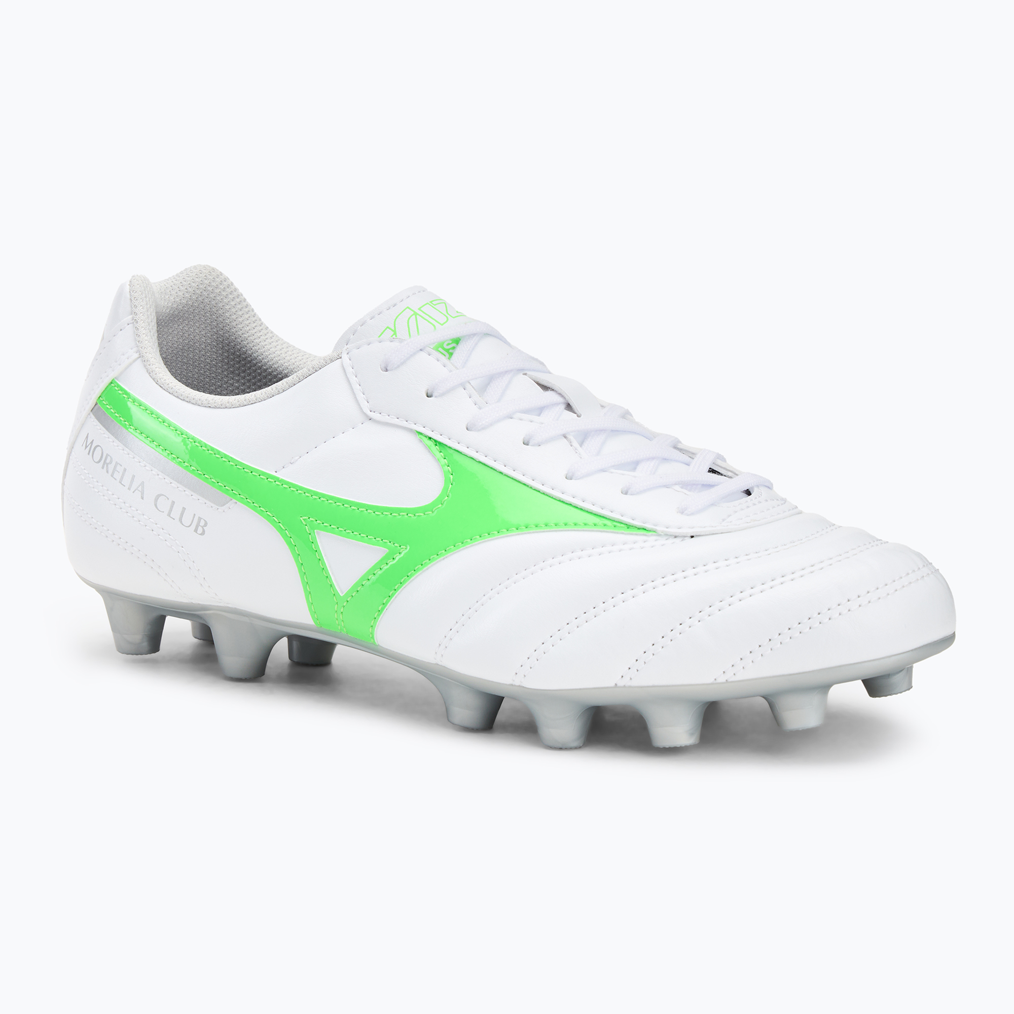 Fußballschuhe Herren Mizuno Morelia II Club Md white/neon green/galaxy silver (Morelia II Club Md P1GA251637)