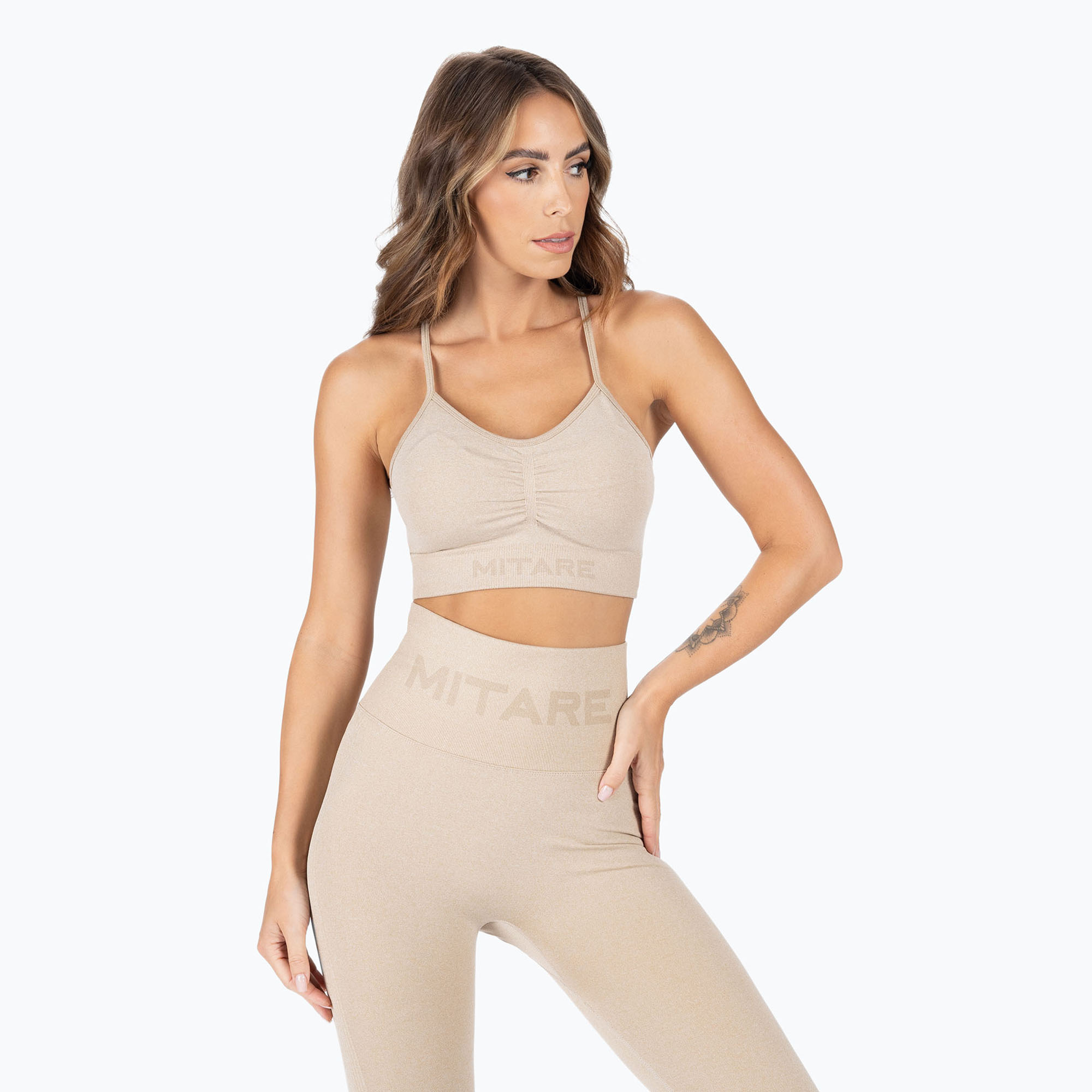 Nahtloser Damen Trainings-BH MITARE Push Up Max beige K002 (Push Up Max K002)