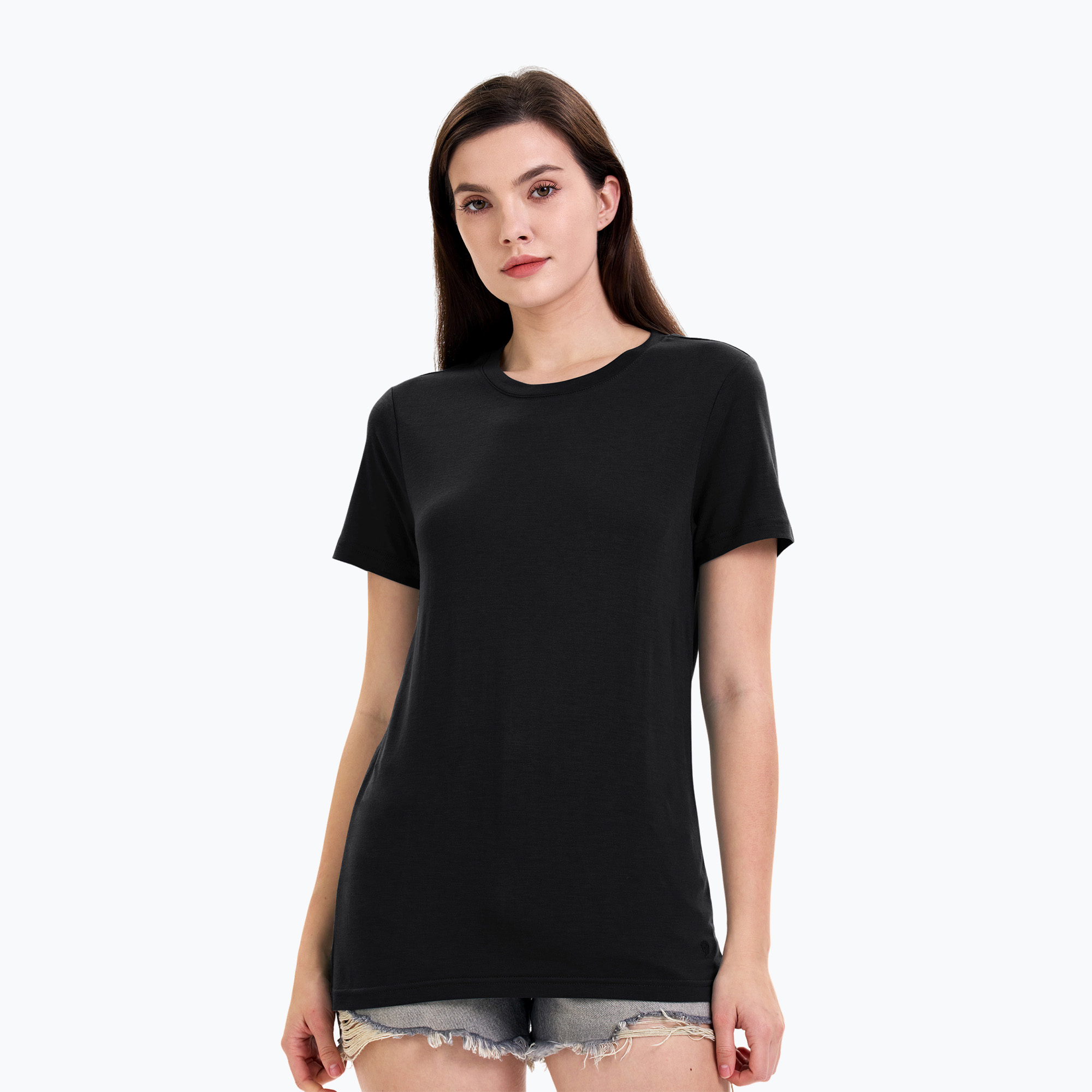Funktionsshirt Damen WOOLCANO Merino TEE0547 Schwarz (Merino TEE0547 WLC-B5AP03-BLK)