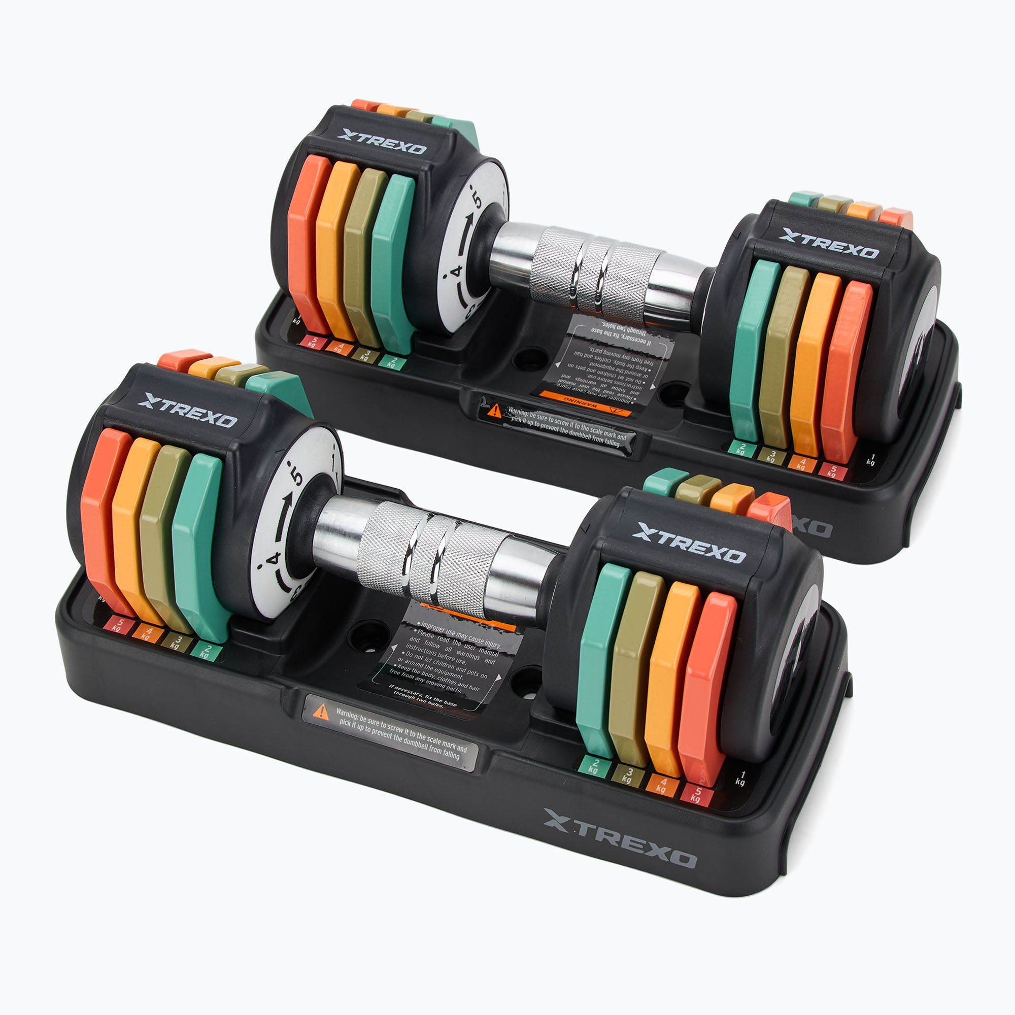 Verstellbare Hantelset TREXO 2 x 5 kg multicolor