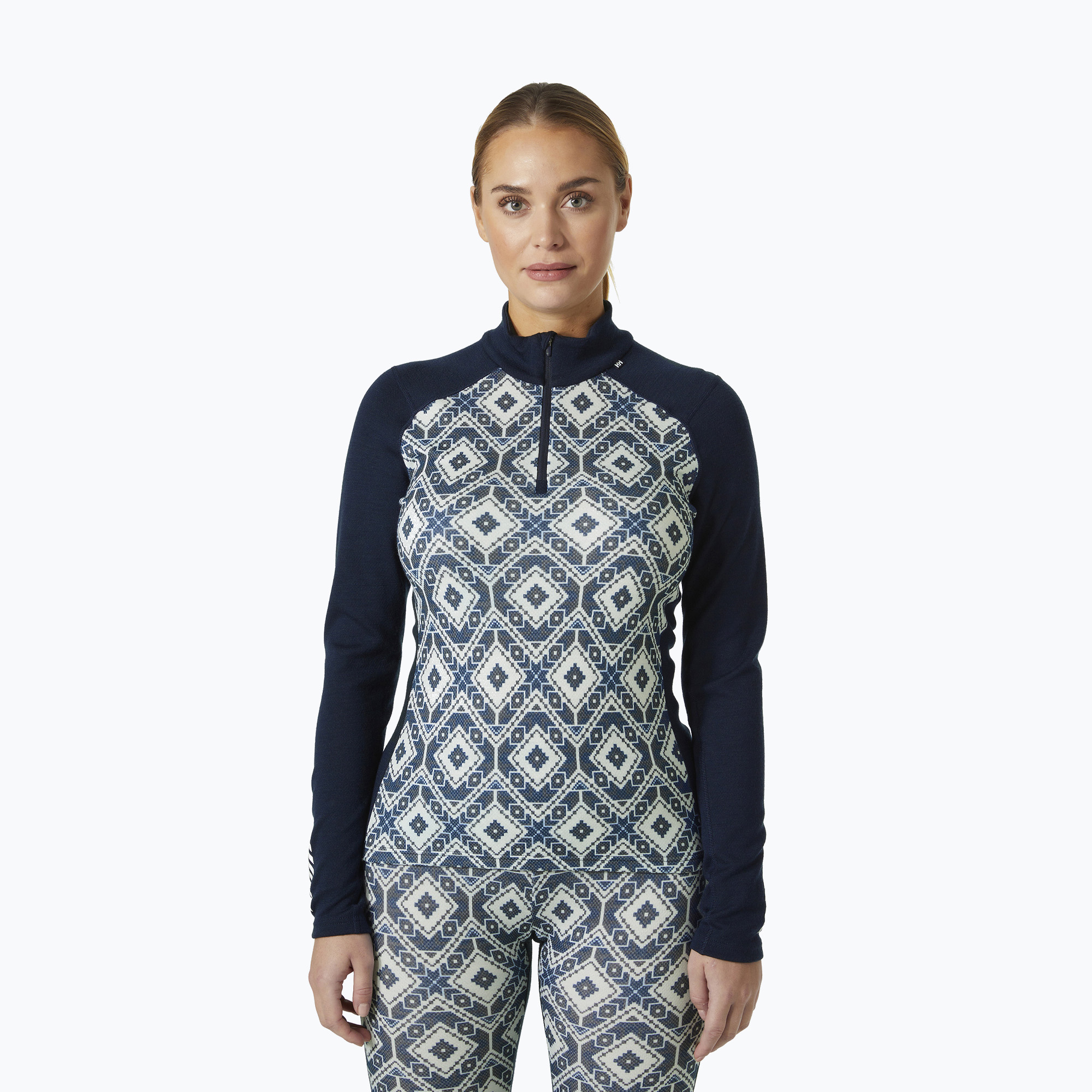 Damen Thermo-Sweatshirt Helly Hansen Lifa Merino Midweight Gra 1/2 Zip navy star pixel (Lifa Merino Midweight Gra 1/2 Zip 49410_599)