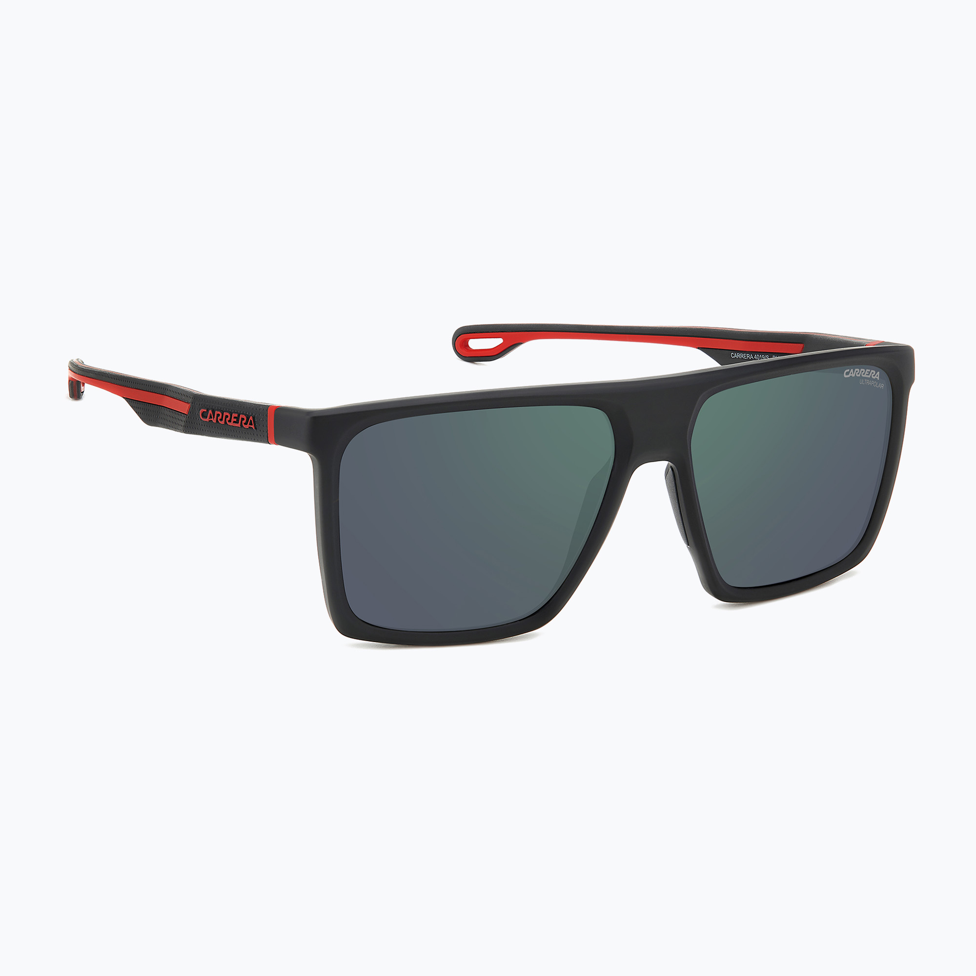 Carrera 4019/S Herren mattschwarze rot/grün-graue kontrastreiche Anti-Reflex-Sonnenbrille (4019/S 206758BLX58Q3)