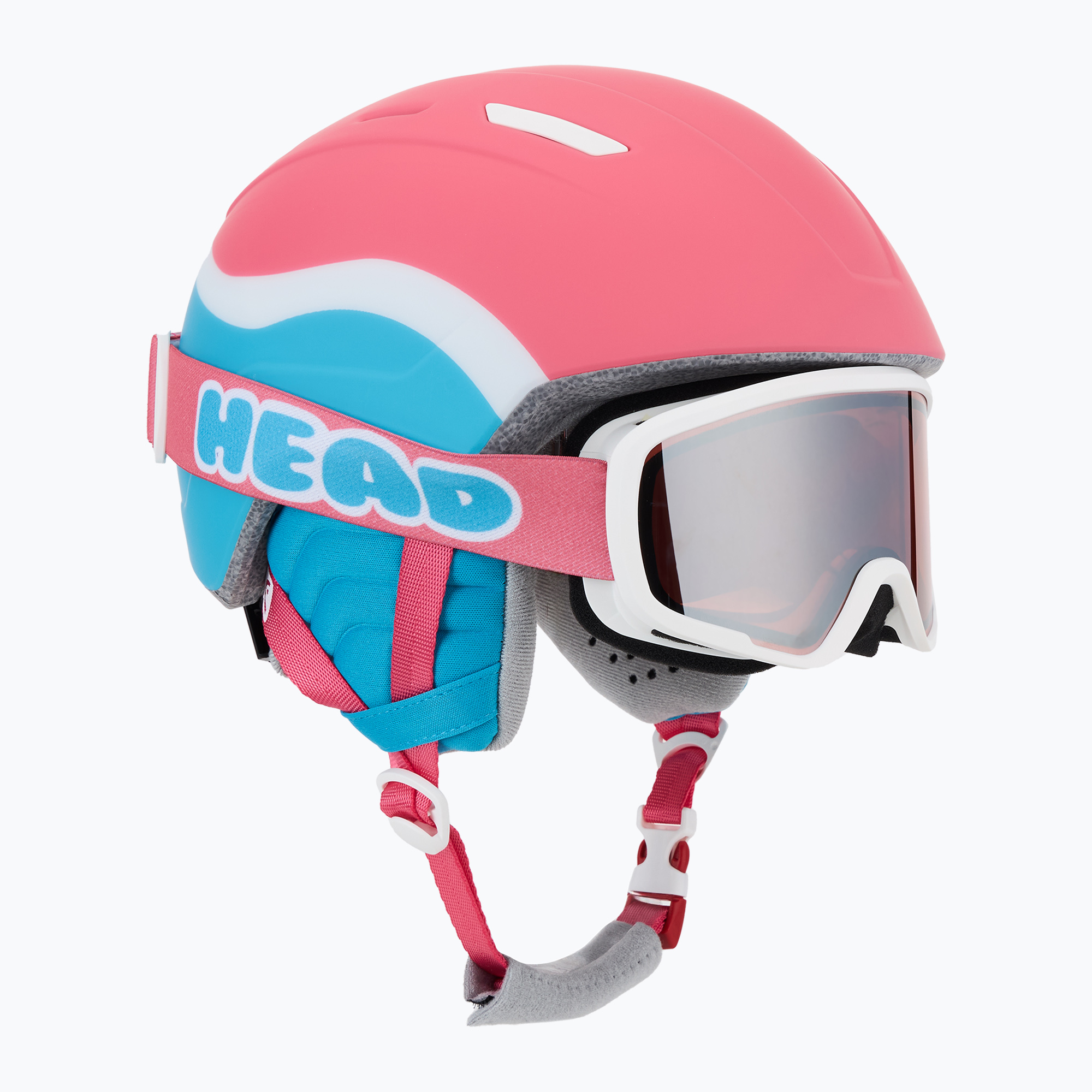 Skihelm Kinder HEAD Maja Set + Gogle Jr pink/blue/silver red (Maja Set + Gogle Jr 328734)