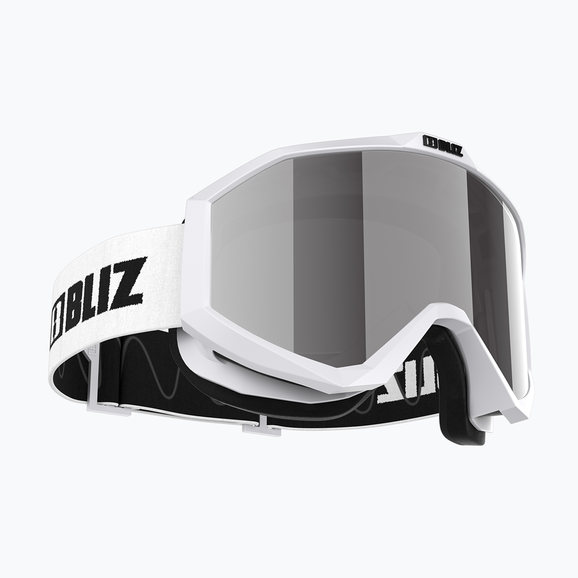 Skibrille Bliz Liner white black logo/pink&silver mirror