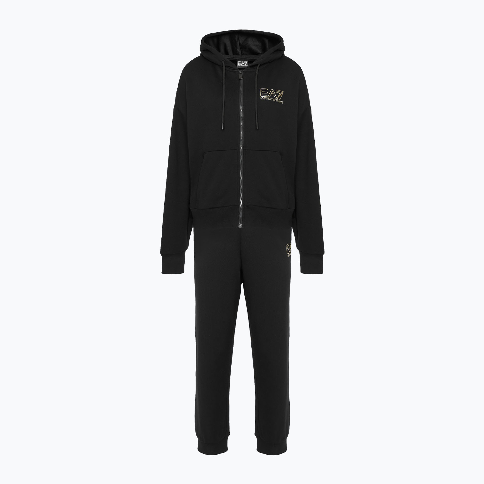 Damen EA7 Emporio Armani Zug Sichtbarkeit Trainingsanzug HO CH FZ schwarz/gold (Train Visibility Tracksuit HO CH FZ 7W000110-AF12473-MC004)