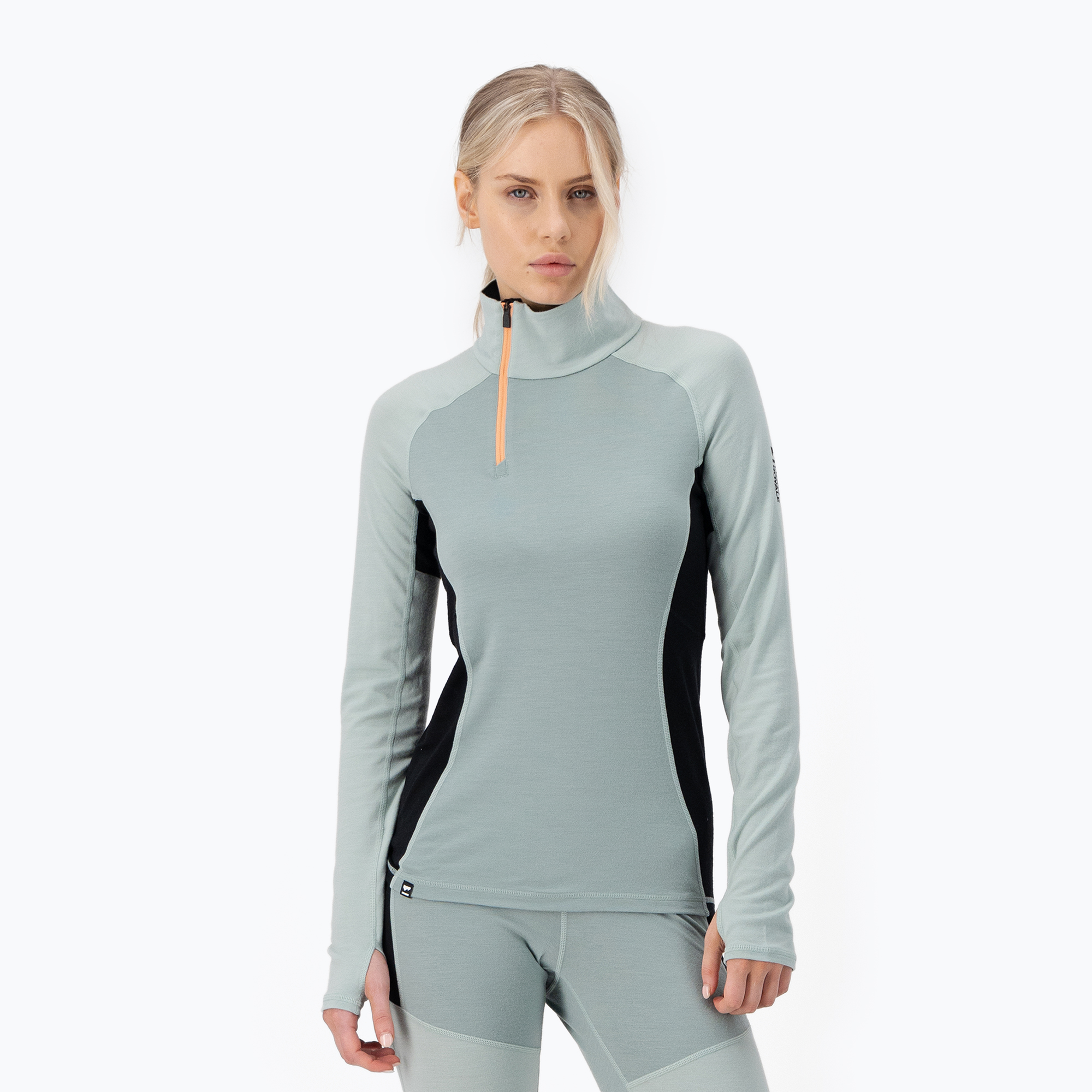 Thermoactives Longsleeve Herren Mons Royale Olympus Merino Base Layer 1/2 Zip dew/ black (Olympus Merino Base Layer 1/2 Zip LS 100017-1165-834)
