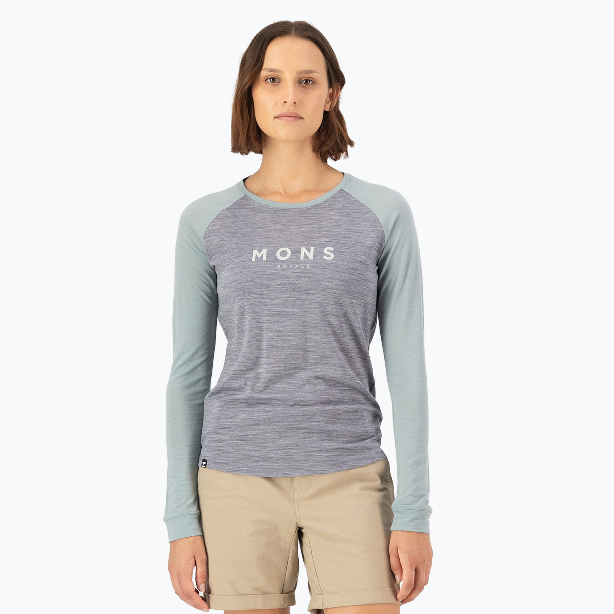 Damen Thermo-Langarmshirt Mons Royale Icon Raglan grau meliert (Icon Raglan 100498-1139-885)