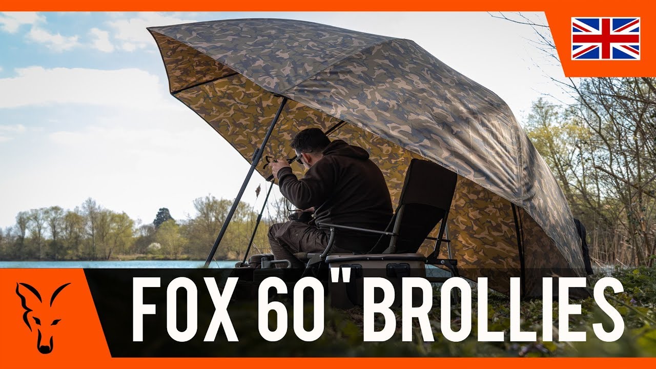 Fox 60  Camo Brolly braun Karpfen Regenschirm CUM268