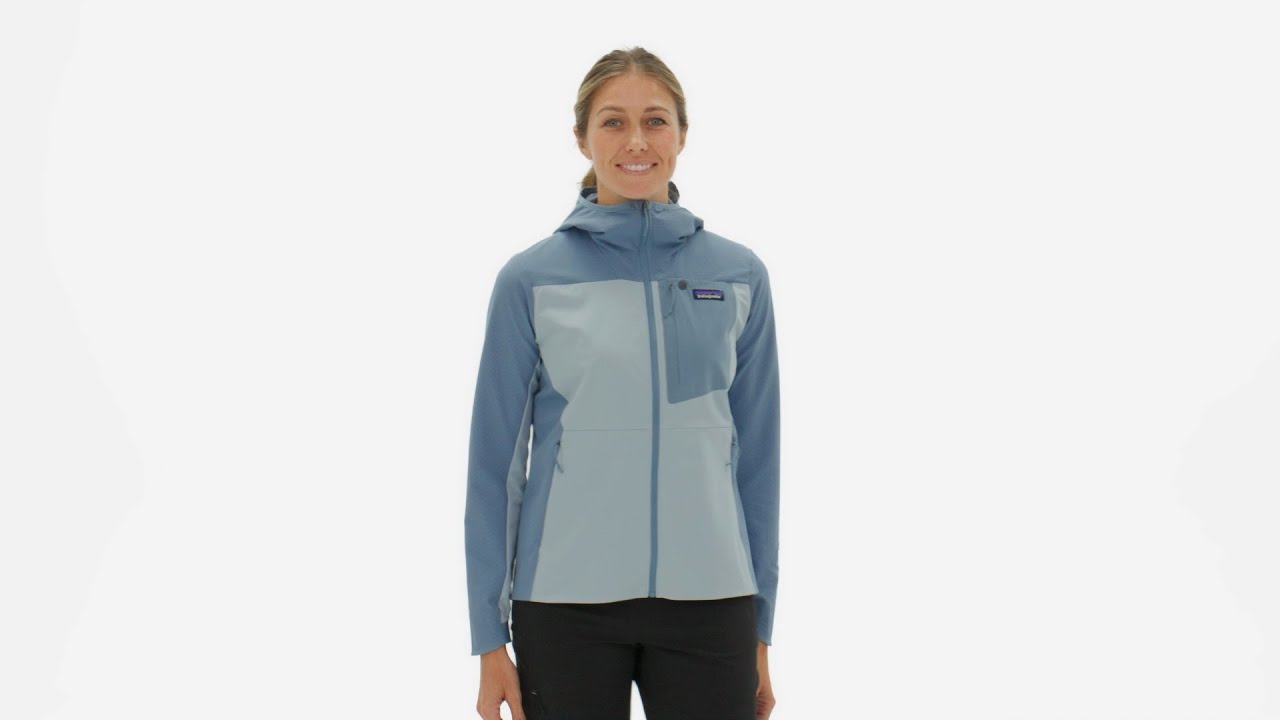 Damen Softshelljacke Patagonia R1 CrossStrata Hoody lagom blau